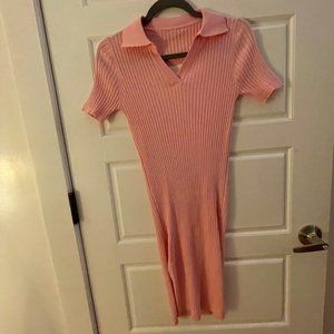 SOLD: NOT ON POSHMARK - Pink Knit Bodycon Dress with Collar